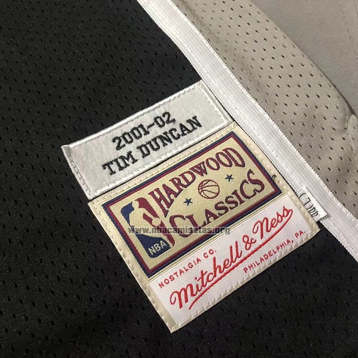 Camiseta San Antonio Spurs Tim Duncan NO 21 Mitchell & Ness 2001-02 Negro